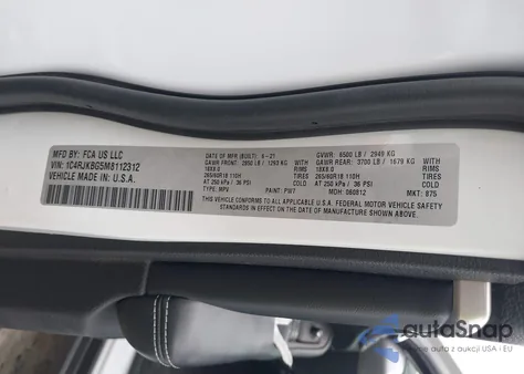 2021 Jeep Grand Cherokee L Limited from USA, damaged, VIN 1C4RJKBG5M8112312